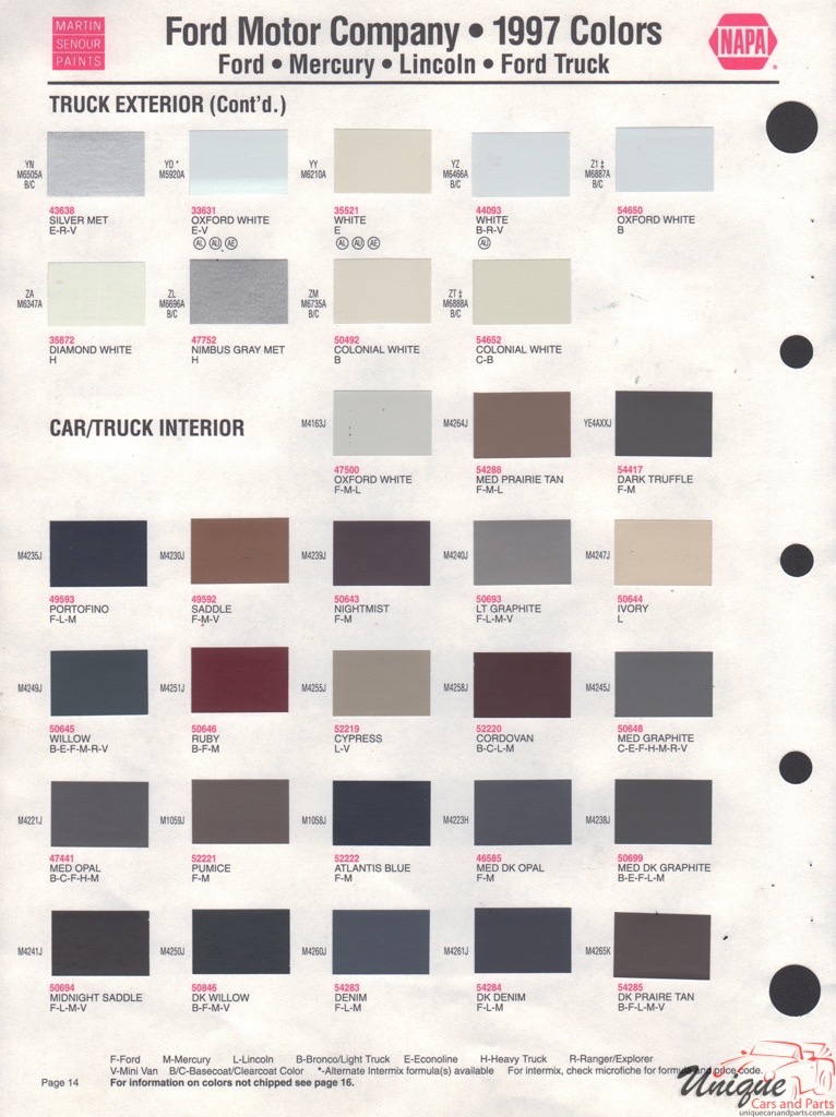 1997 Ford Paint Charts Sherwin-Williams 4